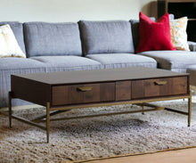 Load image into Gallery viewer, Modern Acacia Coffee Table - Dark Mango And Brass