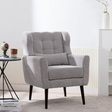 Load image into Gallery viewer, Modern Accent Chair, Arm Chairs For Living Room, Upholstered Mordern Armchair, Comfy Soft Padded Lounge Chair In Small Space, Bedroom, With Pillow, Solid Wood Leg