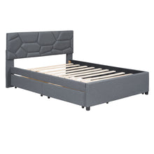 Load image into Gallery viewer, Upholstered Platform Bed With Brick Pattern Headboard And Twin Long Size Trundle