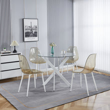 Load image into Gallery viewer, Dining Table With Cross Metal Leg And Tempered Glass, Modern Space Saving Kitchen Table For Living Room