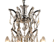 Load image into Gallery viewer, Candle Style Six Light Metal Crystal Glass Chandelier - Black
