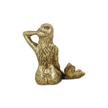 Load image into Gallery viewer, Mermaid Hand Painted Statue Tabletop Sculpture - Antiqued Brass