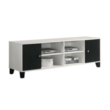 Load image into Gallery viewer, 2 Tone TV Stand With Open Shelving And Concealed Storage Living Room Furniture - Black / White
