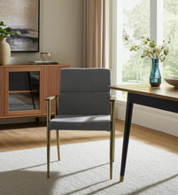 Load image into Gallery viewer, Upholstered Fabric Dining Chair With Arms - Gray