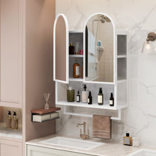 Load image into Gallery viewer, Double Arched Mirror Wall Cabinet With 2 Doors, Featuring Adjustable Shelves And Towel Rack