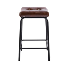 Load image into Gallery viewer, Faux Leather Metal Counter Height Bar Chairs (Set of 3) - Brown / Black