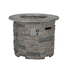 Load image into Gallery viewer, Transitional Outdoor 32" Round Propane Fire Pit Table, Lightweight Concrete Construction - Stone Gray