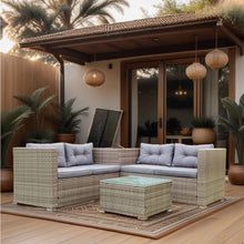 Load image into Gallery viewer, 4 Piece Patio Sectional Wicker Rattan Outdoor Furniture Sofa Set With Storage Box