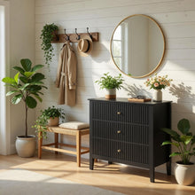 Load image into Gallery viewer, Fluted 3 Drawer Nightstand With Soft Close Slides