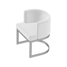 Load image into Gallery viewer, Upholstered Fabric Wing Back Dining Arm Chair - White