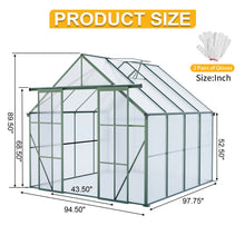 Load image into Gallery viewer, Double Door Polycarbonate house Raised Base And Anchor Aluminum Heavy Duty Walk In houses For Outdoor Backyard In All Season