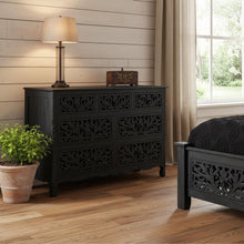 Load image into Gallery viewer, Solid Wood Seven Drawer Dresser - Black