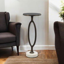 Load image into Gallery viewer, 25" Aluminum Round Pedestal End Table - Bronze And White
