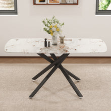 Load image into Gallery viewer, Luxurious Marble Patterned Dining Table With Metal Fork Legs