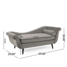 Load image into Gallery viewer, Auroral - Velvet Upholstered Chaise Lounge With Scrolled Arms And Tapered Legs