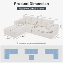Load image into Gallery viewer, Modular Sectional Sofa With Ottoman, USB And Type C Charger, Petal Armrest Design