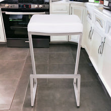 Load image into Gallery viewer, Iron Backless Counter Height Bar Chair - White / Silver