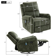 Load image into Gallery viewer, Manual Recliner Massage Chair With Swivel Rocker, 8 Massage Modes, Side Storage Pocket
