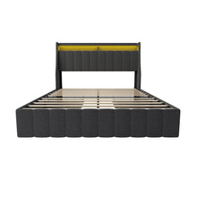 Load image into Gallery viewer, Bed With LED Lights, 4 Drawers, Winged Headboard Upholstered