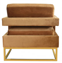 Load image into Gallery viewer, Velvet Arm Chair - Camel And Gold