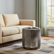 Load image into Gallery viewer, Wool Footstool Ottoman - Gray / Brown