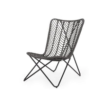 Load image into Gallery viewer, Outdoor Wicker Chair With Geometric Cross Base, (Set of 2) - Gray