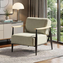 Load image into Gallery viewer, Upholstered Cushion Solid Wood Arm Chair - Beige / Black / Natural