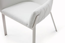 Load image into Gallery viewer, Upholstered Faux Leather Dining Room Arm Chair - White
