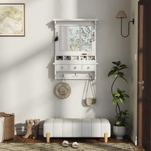 Load image into Gallery viewer, Floating Makeup Vanity With Big Mirror, Wall Mounted Storage Vanity With Drawers, Pockets & Hooks, Space Saving Decorative Home Organizer - White