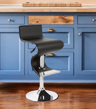 Load image into Gallery viewer, Faux Leather And Metal Low Back Adjustable Height Bar Chair - Black And Silver