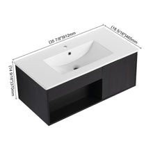 Load image into Gallery viewer, Wall Mounted Floating Bathroom Vanity With Open Shelf & Soft Close Door