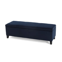Load image into Gallery viewer, Velvet Storage Bench, Upholstered End Of Bed, Storage Ottoman Benches, Fabric Ottoman Bench With Large Storage Space For Living Room Entryway Bedroom - Dark Blue