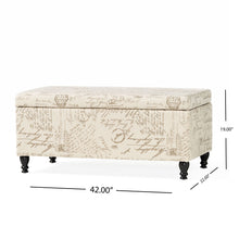 Load image into Gallery viewer, Parisian Upholstered Fabric Storage Ottoman - Beige / Reclaimed Natural