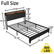Load image into Gallery viewer, Bed With Charging Station, American Design Upholstered Headboard, Metal Platform