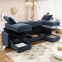 Load image into Gallery viewer, Versatile 6 Piece Modular Sofa Bed With Storage, Stylish Faux Double Layer Cushions, Comfortable & Durable Design, Perfect For Any Living Space