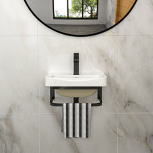 Load image into Gallery viewer, Wall Mounted Bathroom Sink With Towel Bar & Overflow - White / Black