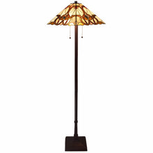 Load image into Gallery viewer, 62" Two Lights Traditional Shaped Floor Lamp With Brown And White Stained Glass Cone Shade - Brown
