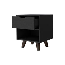 Load image into Gallery viewer, 15.7" x 14.6" x 18.9" One Drawer Faux Wood Nightstand - Black