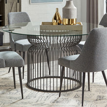 Load image into Gallery viewer, Round Dining Table Industrial Dining Table With Open Cage Base - Gunmetal