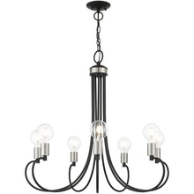 Load image into Gallery viewer, 28" Seven Light Dimmable Chandelier With Shades - Black