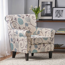 Load image into Gallery viewer, Upholstered Chair With Floral Pattern Design And Solid Wood Legs - Multi Color