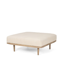 Load image into Gallery viewer, Solid Wood Fabric Ottoman - Beige / Brown