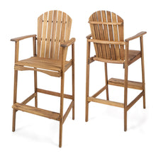 Load image into Gallery viewer, Outdoor Acacia Wood Adirondack Barstools (Set of 2)
