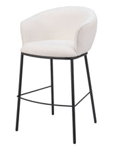 Load image into Gallery viewer, 30" Shearling And Steel Bar Height Bar Chair - Ivory / Black