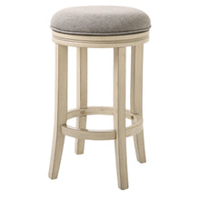 Load image into Gallery viewer, Solid Wood Swivel Backless Counter Height Bar Chair - Gray / Ivory