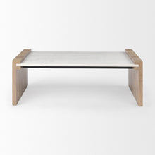 Load image into Gallery viewer, 48" Solid Wood And Genuine Marble Coffee Table - Natural And White