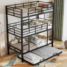 Load image into Gallery viewer, Triple Bunk Bed With Trundle, Heavy Duty Steel Construction