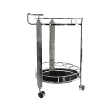 Load image into Gallery viewer, Chrome Round Two Tier Rolling Serving Or Bar Cart - Silver