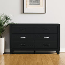 Load image into Gallery viewer, 58" Wood Six Drawer Double Dresser - Black