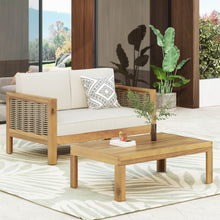 Load image into Gallery viewer, Outdoor Patio Set With Coffee Table And Loveseat - Teak / Beige